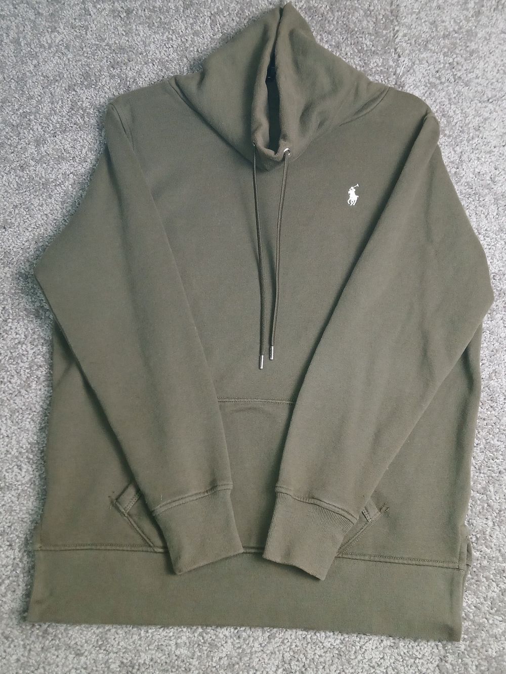 Polo Ralph Lauren Olive Green Hoodie Pullover with White Pony Logo for Men - XS